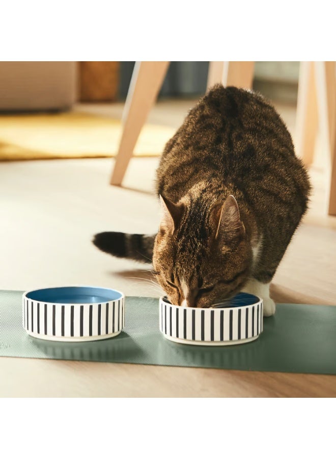 Pet Bowl Stripe Pattern Black-Blue/Grey-Blue 11 cm - Image 3