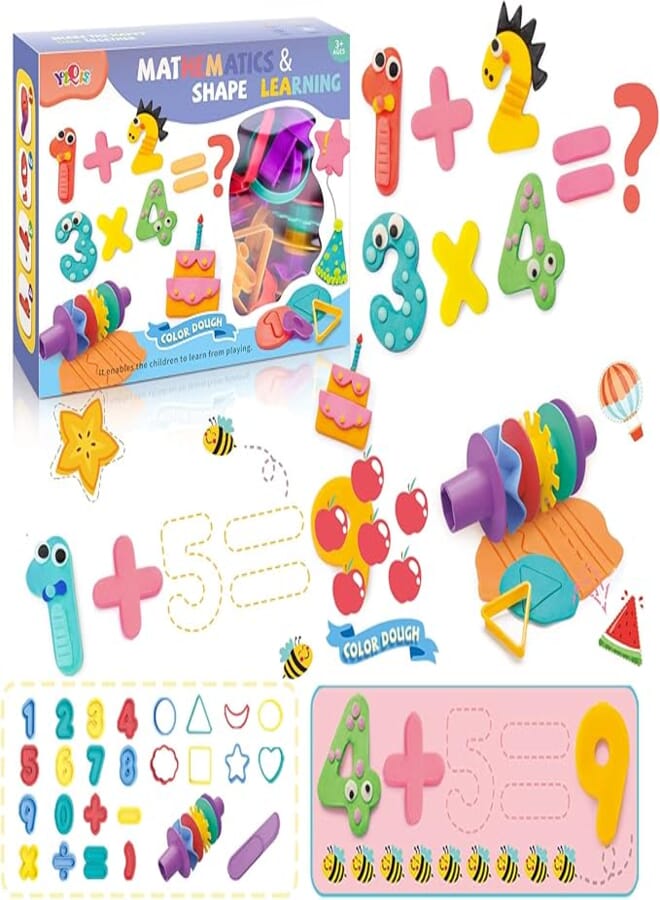 YiQis Playdough Tools for Numbers Learning Counting Shape and Multi Color Fun Dough Tools with Basic Shapes for Preschool Education Todder…