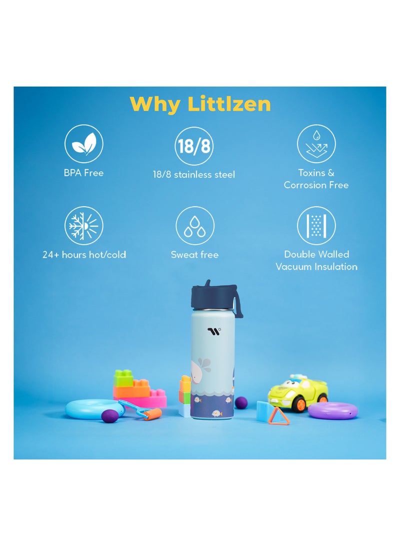 S2C S2C Kids Water Bottle with Straw Lid – 550ml Stainless Steel, Double Wall Insulated, BPA-Free, Leak-Proof Bottle for School & Toddlers (blue)  - Image 3