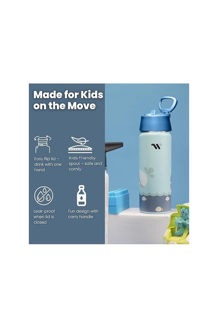 S2C Kids Water Bottle with Straw Lid – 550ml Stainless Steel, Double Wall Insulated, BPA-Free, Leak-Proof Bottle for School & Toddlers (blue) - Image 3