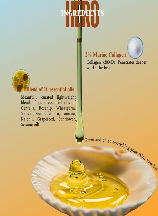 ILLUME SKIN Glowry Marine Collagen Oil Serum, infused with 2% 300 Dalton Peptides with 10 Botanical Oils, Anti-Aging Face Treatment for All Skin Types, Non-Comedogenic, 30ml - Image 2