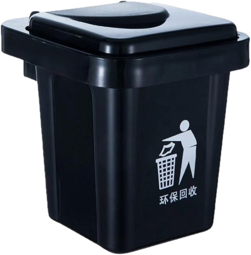 Black Wall Mount Ashtray Stainless Steel Inner Bucket Hanging Trash Can For Home Office - Image 1