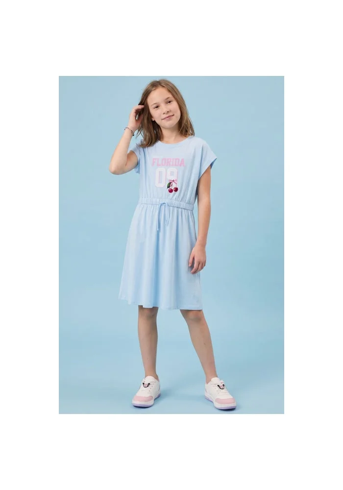 R&b Printed Fit & Flare Dress with Short Sleeves