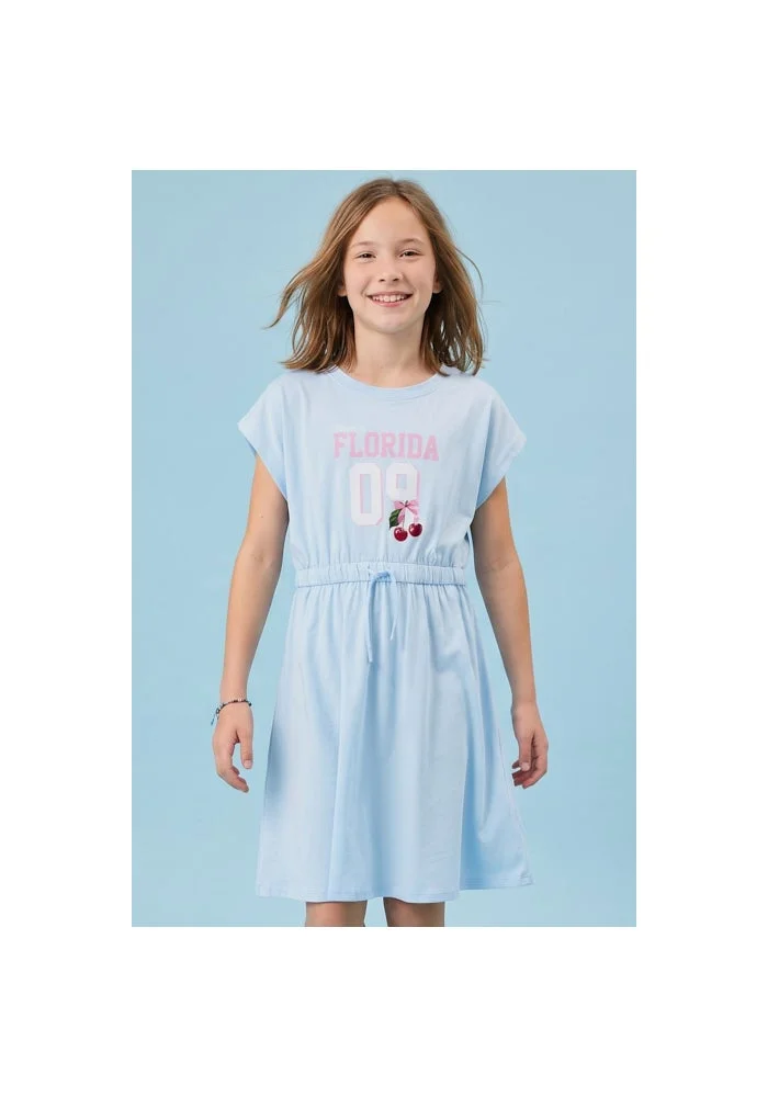 R&b Printed Fit & Flare Dress with Short Sleeves
