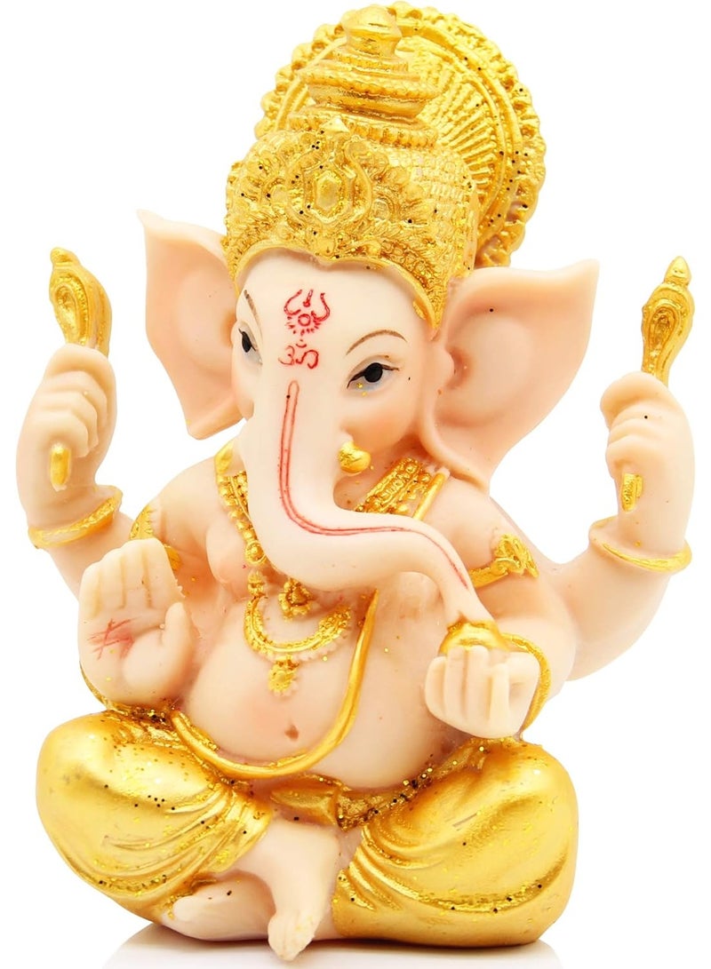 تمثال ملون مبارك للإله غانيشا غانباتي إله الفيل، تمثال إله الفيل، تمثال منحوت يدويًا لزينة بوذا لتزيين المنزل والحرف اليدوية - Image 1