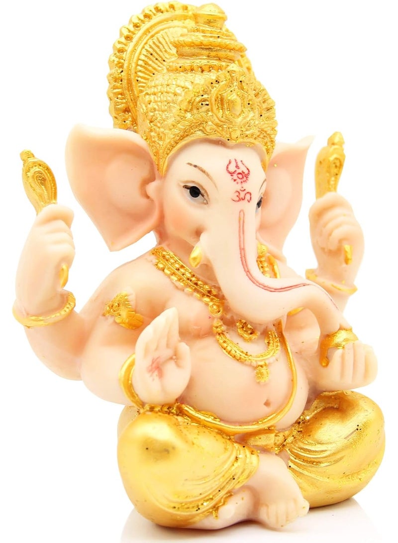 تمثال ملون مبارك للإله غانيشا غانباتي إله الفيل، تمثال إله الفيل، تمثال منحوت يدويًا لزينة بوذا لتزيين المنزل والحرف اليدوية - Image 2