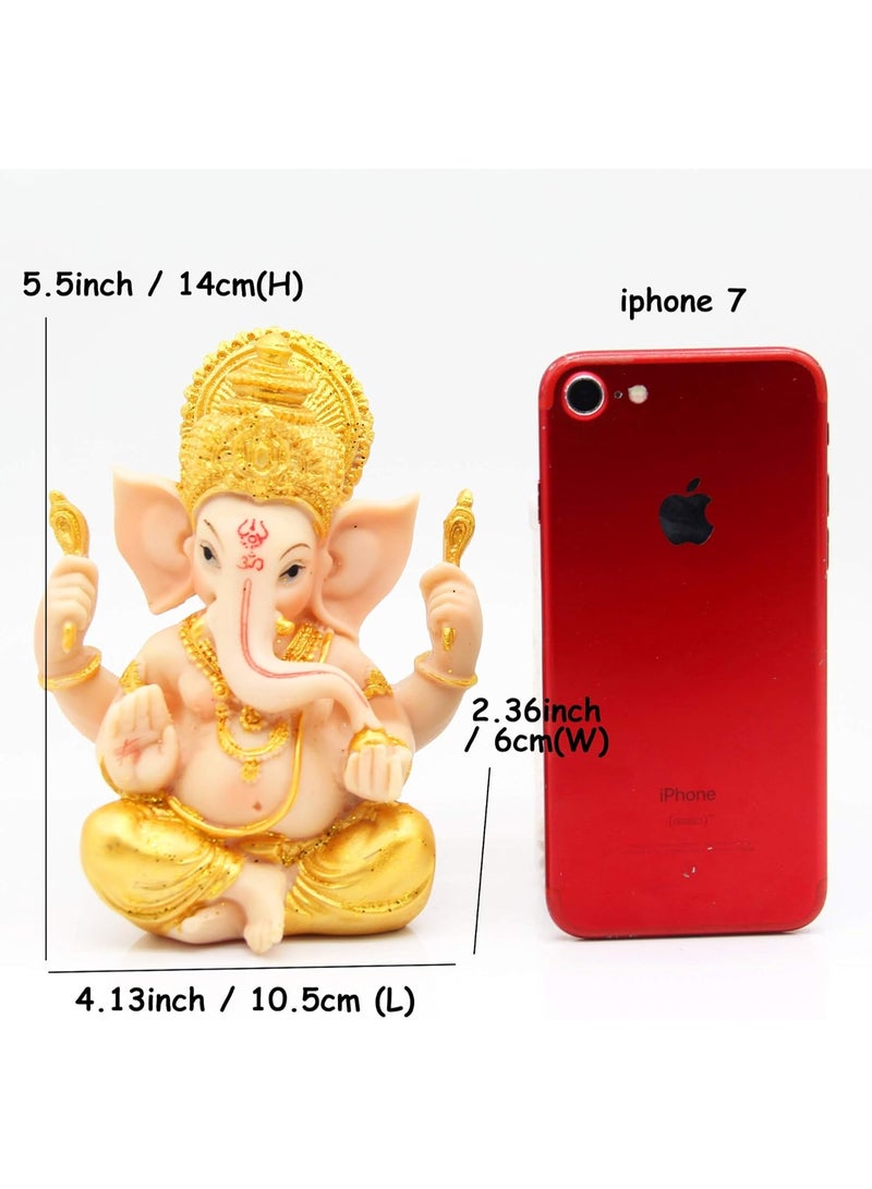 تمثال ملون مبارك للإله غانيشا غانباتي إله الفيل، تمثال إله الفيل، تمثال منحوت يدويًا لزينة بوذا لتزيين المنزل والحرف اليدوية - Image 3