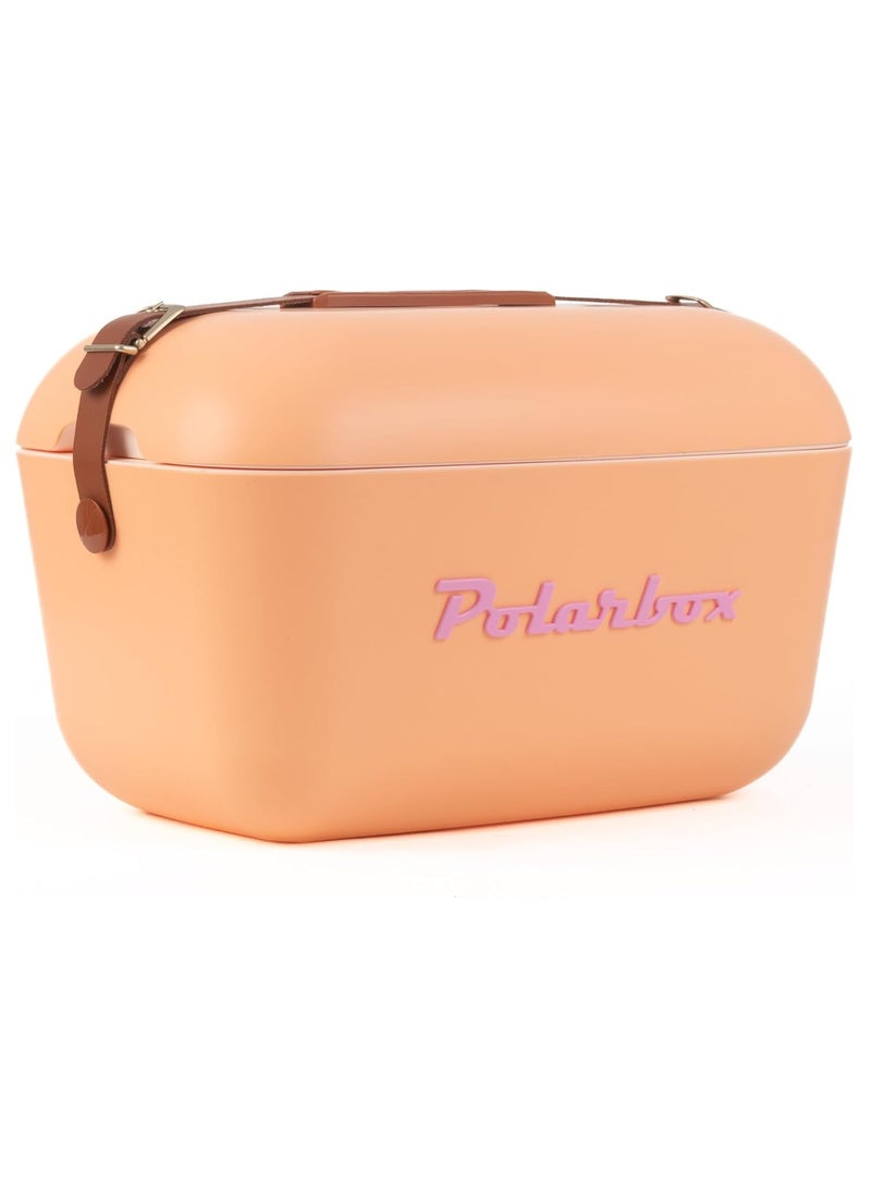 Polarbox Polarbox 20L Classic Cooler Box – Orange Sorbet & Pink | Retro Insulated Ice Box with Leather Strap | Stylish Thermal Picnic & Beach Cooler  - Image 1