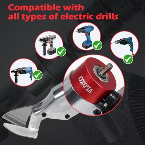 VLOXO Sheet Metal Cutter Drill Attachment Compatible with Multiple Models of Electric Drill, Heavy Metal Cutter for Cutting Iron and Aluminum The Drill Shear Attachment with 360 Degree Pivoting Handle - Image 4