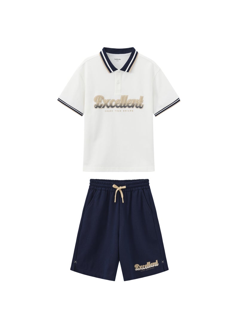 Balabala Kids Boys Knitted short-sleeved set - Image 1