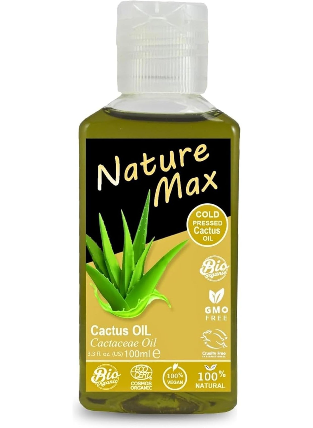 bonballoon Nature Max Cactus Oil Natural Pure for Hair Skin Care Cold Pressed Egyptian Oils Undiluted Arabic Herbal Herb Egypt Herbs No Additives No GMO Kosher Halal 1 Pack  338 oz  100 ml 