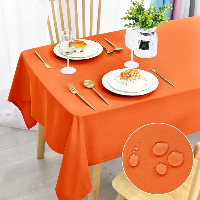 DWCN Orange Tablecloth, Stain Protection, Washable Table Linen, Waterproof Tablecloth for Dining Room, Tablecloth for Autumn, Garden, Party, Weddings or Household, 140 x 200 cm - Image 1