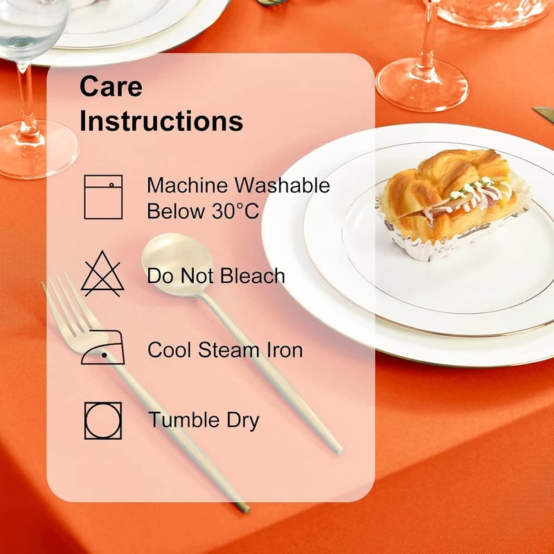 DWCN Orange Tablecloth, Stain Protection, Washable Table Linen, Waterproof Tablecloth for Dining Room, Tablecloth for Autumn, Garden, Party, Weddings or Household, 140 x 200 cm - Image 4
