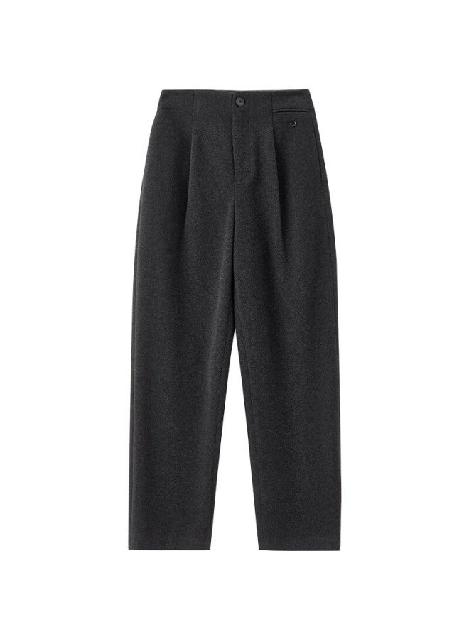 Sentubila Autumn Thick Woolen Warm Women's Casual High-waist Tailored Tapered Slim Fit Slightly Stretchy Commuter Cropped Pants