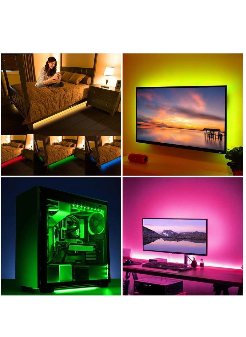 ELTRAZONE - USB Led Strip Lights with Battery Box and Remote Control, 9.84FT/3M,5050 RGB Flexible Color, 5 Volts Safe and Touchable,DIY (9.84FT/3M) - Image 1