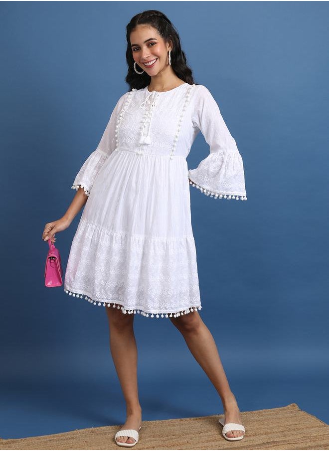 Vishudh White Embroidered Dress  - Image 1