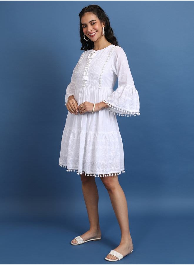 Vishudh White Embroidered Dress  - Image 2