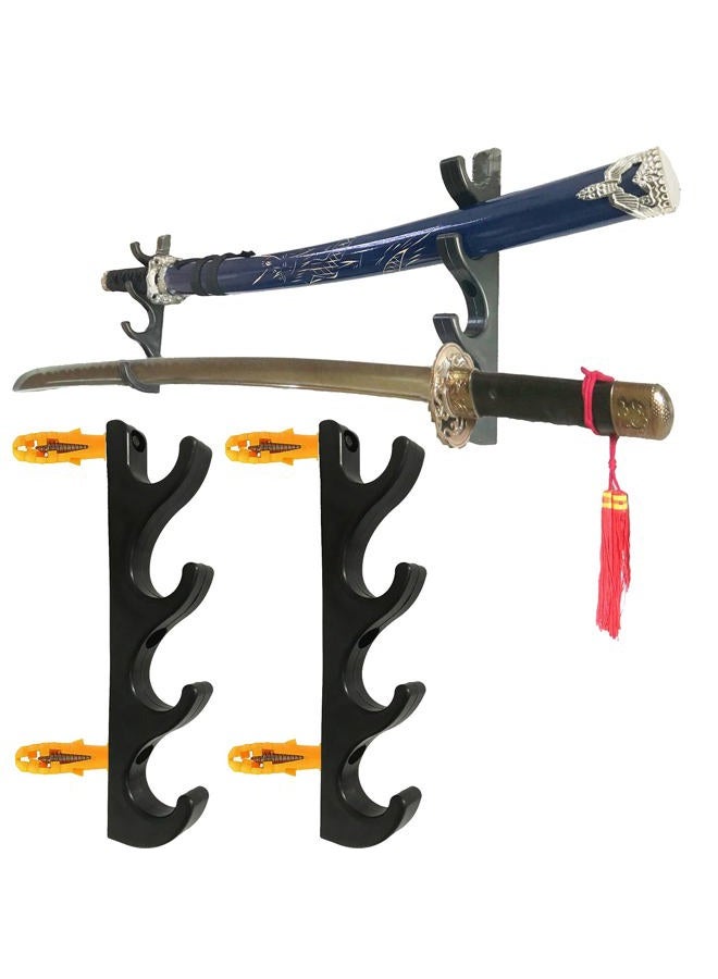 Pmsanzay Four-Layer Wall-Mounted Sword Stand Display - Holder, Hook, Hanger Bracket Rack - Easy to Install - No Sword - 2 Pack - Image 1