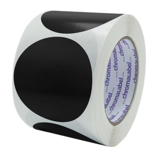 ChromaLabel 3 Inch Round Label Permanent Color Code Dot Stickers, 500 Labels per Roll, Black - Image 1