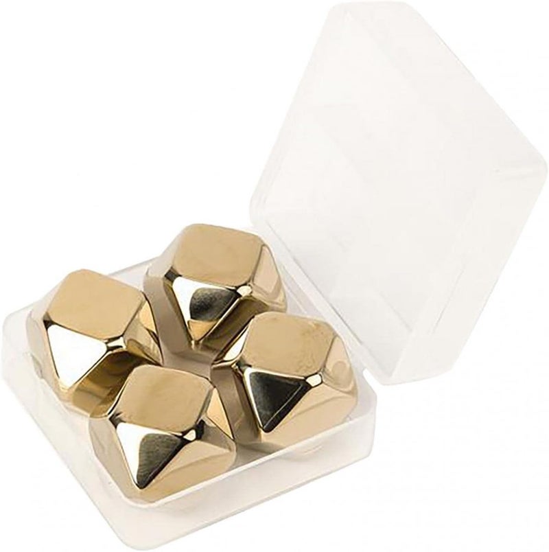 klarako Stainless Steel Whisky Stones Reusable Ice Cube with Tongs Ice Ball Chilling Stone Rocks with Storage Box MetalIceCubes for Whiskey Wine Gin Tonic Drinks (4pcs) - Image 1