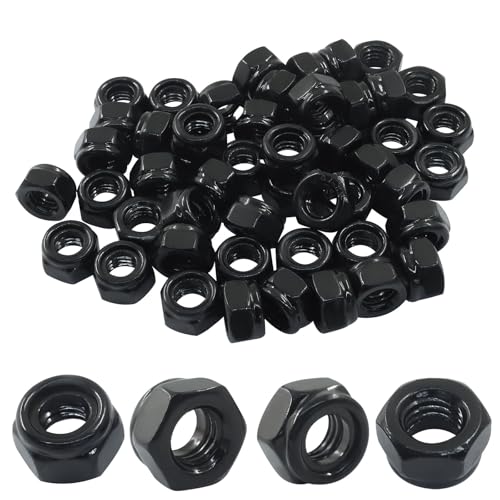 Murtenze 20Pcs Hex Lock Nuts, M8 x 1.25mm Stainless Steel Black Nylon Insert Self-Locking Nuts, for Fasteners - Image 2