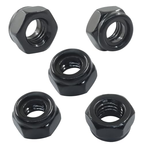 Murtenze 20Pcs Hex Lock Nuts, M8 x 1.25mm Stainless Steel Black Nylon Insert Self-Locking Nuts, for Fasteners - Image 1