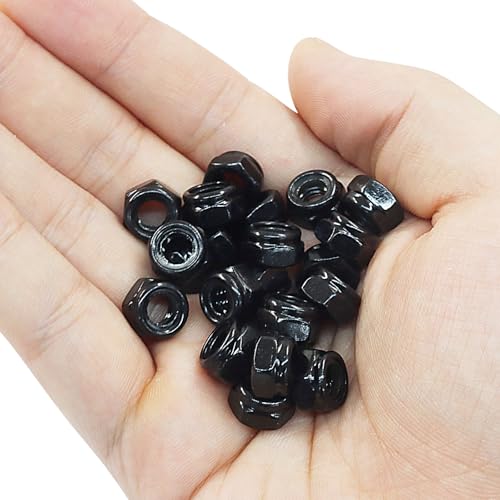 Murtenze 20Pcs Hex Lock Nuts, M8 x 1.25mm Stainless Steel Black Nylon Insert Self-Locking Nuts, for Fasteners - Image 5