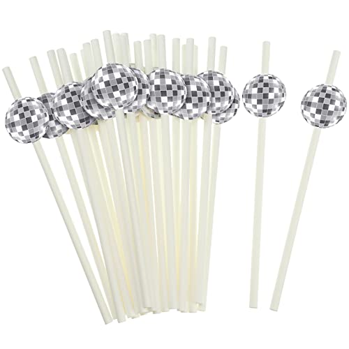 Vesici 100 Pcs Disco Ball Straws 70s Glittery Silver Ball Paper Straws Wedding Birthday Party Disposable Disco Decorations for 70s Retro Theme Bachelorette Party Supplies 024 x 776 Inches - Image 2