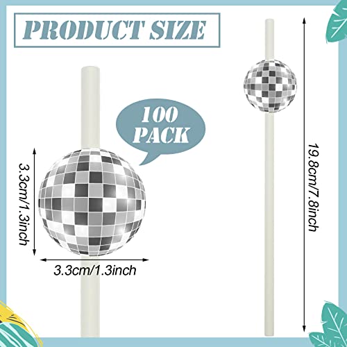 Vesici 100 Pcs Disco Ball Straws 70s Glittery Silver Ball Paper Straws Wedding Birthday Party Disposable Disco Decorations for 70s Retro Theme Bachelorette Party Supplies 024 x 776 Inches - Image 5