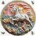 Qiuenisray Wooden Puzzles for Adults 500 Piece 3D Vision Effect Galloping White Horse Jigsaw Puzzle FSC Certified Wall Decor Unique Shape Puzzle Pieces Wood Puzzles for Family Game 163x165 in - Image 2