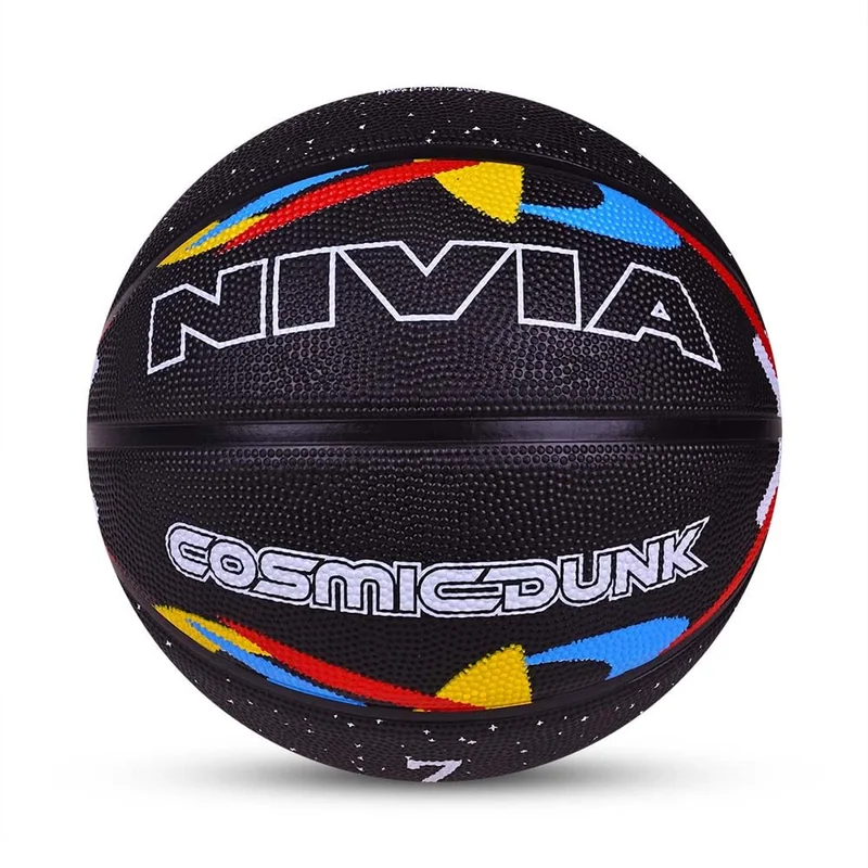 نيفيا Nivia Cosmic Dunk Basketball - Size 7, Durable Rubber Ball with Pebbled Grip for Indoor & Outdoor Play