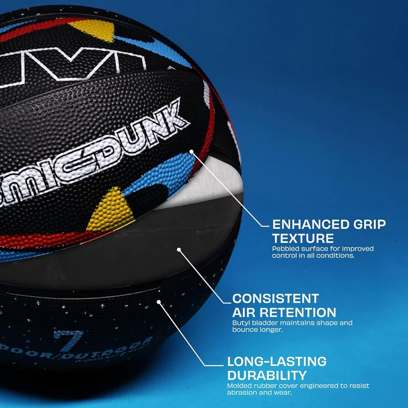 Nivia  Nivia Cosmic Dunk Basketball - Size 7, Durable Rubber Ball with Pebbled Grip for Indoor & Outdoor Play  | Best Price UAE