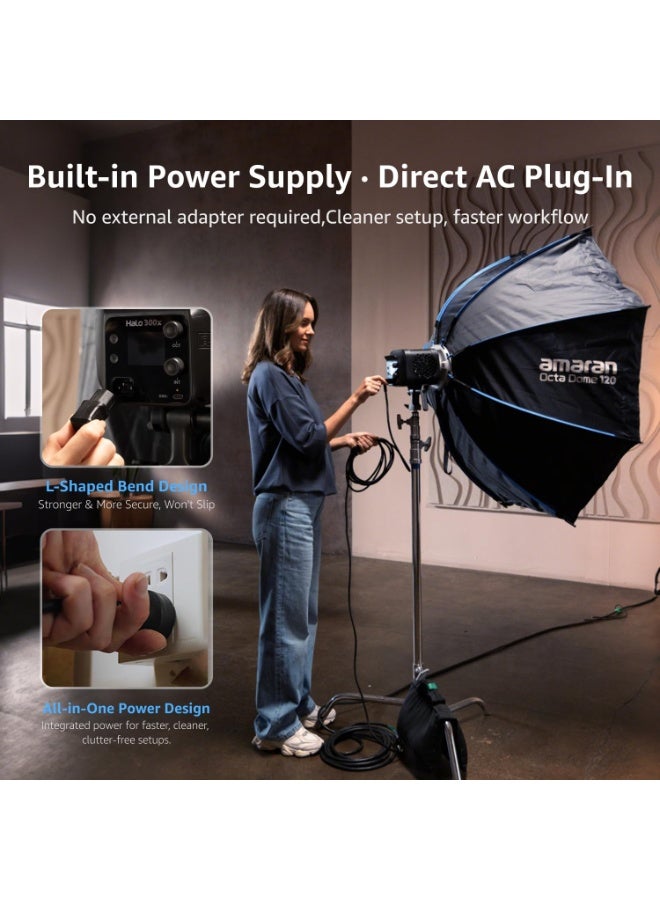 Aputure AMARAN Halo 300x Bi-Color LED Monolight – 305W COB Point-Source Studio Light, Brightest-in-Class 16,200 Lux @1m, 2700-6500K Tunable CCT, CRI 96+ TLCI 97+ Broadcast Color Accuracy, NFC & App Wireless Control - Image 4