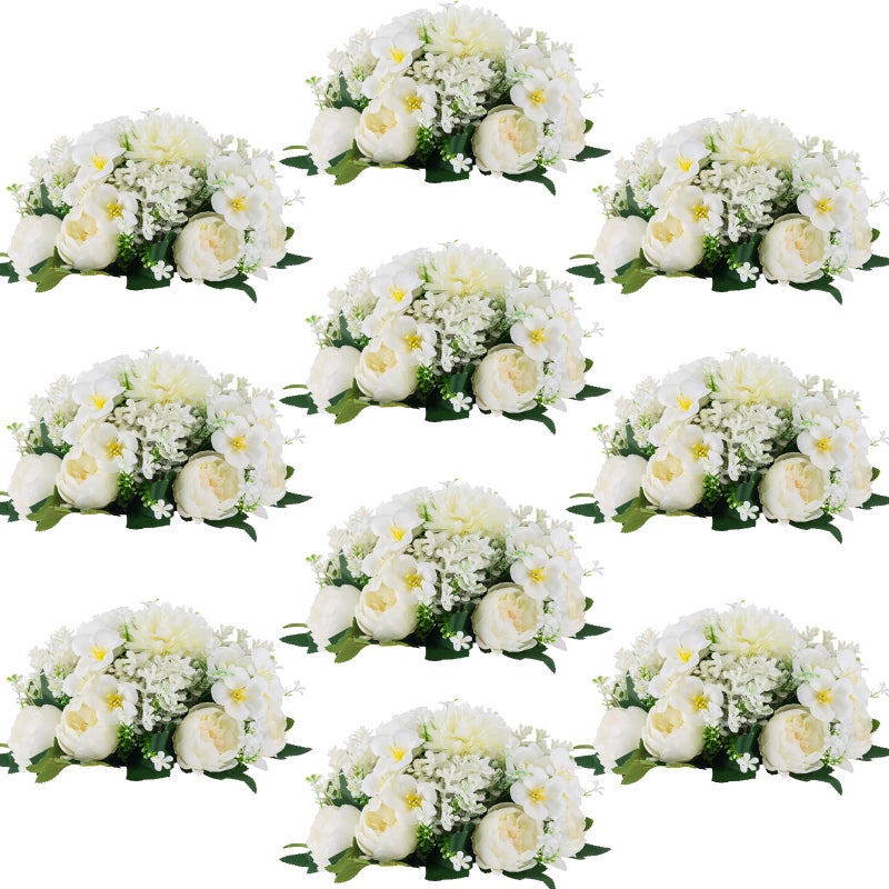 Wedding Flowers for Centerpieces Flower Ball  10 Pcs Artificial Centerpieces Flower Small Peony Balls for Centerpieces Fake Flower Ball Arrangement Bouquet for Party Anniversary Home White