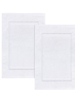 Utopia Towels Utopia Towels Cotton Banded Rug Bath Mats, [Not a Bathroom Rug] 21x34 Inches, 100% Ring Spun Cotton - Highly Absorbent and Machine Washable Shower Bathroom Floor Towel, White, 2 Pack  - Image 1