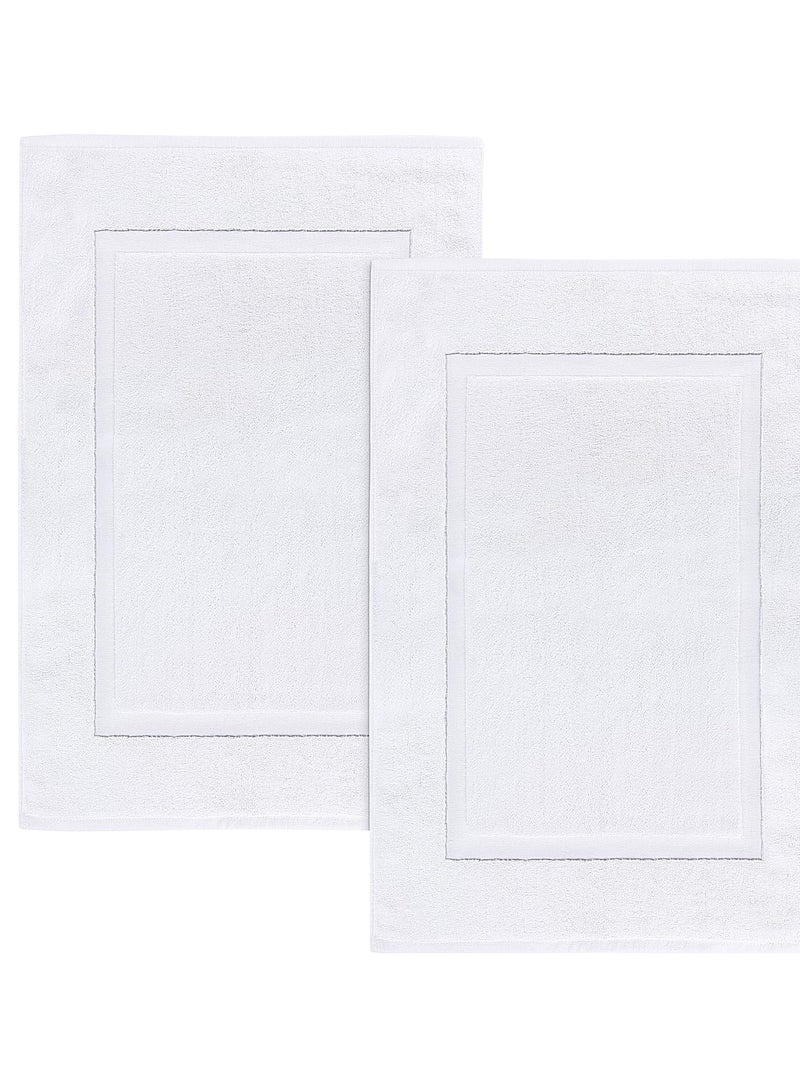 Utopia Towels Cotton Banded Rug Bath Mats, [Not a Bathroom Rug] 21x34 Inches, 100% Ring Spun Cotton - Highly Absorbent and Machine Washable Shower Bathroom Floor Towel, White, 2 Pack - Image 1