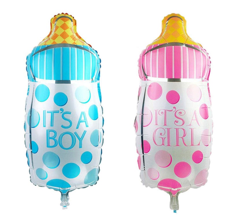 SOI Baby Shower Milk Bottle Aluminum Mylar Foil Balloons (Pack of 2) 27 inch | Its a Boy Its a Girl Props | Baby Shower Decoration Items - Image 1