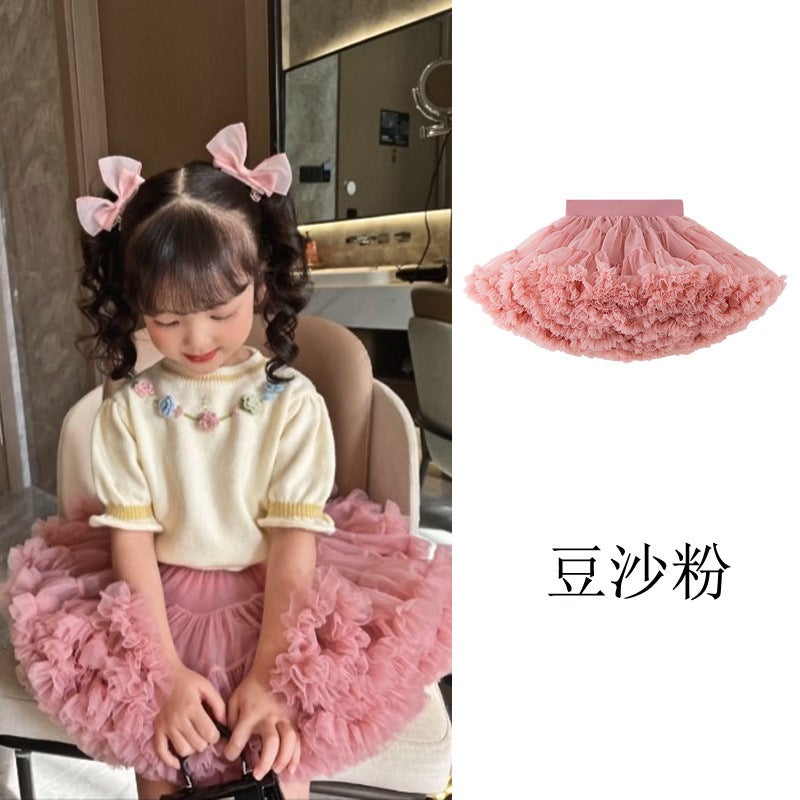 Second Generation Girls tutu Skirt Macaron Childrens tutu Skirt Girls Skirt Rabbit Rabbit Skirt Chug Small and Medium-sized Childrens Hair Bean paste powder 
