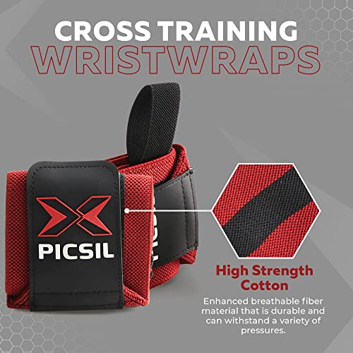PICSIL - Wrist Support for Cross Training | Reduce Wrist Discomfort | High Performance | Elastic Nylon | Prevents Tendonitis | Ideal for Gym, Bodybuilding, Boxing, Calisthenics | Red - Image 2