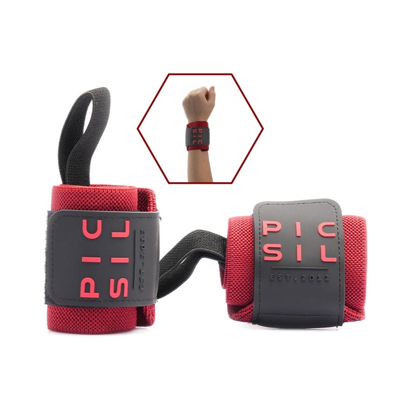 PICSIL - Wrist Support for Cross Training | Reduce Wrist Discomfort | High Performance | Elastic Nylon | Prevents Tendonitis | Ideal for Gym, Bodybuilding, Boxing, Calisthenics | Red - Image 1