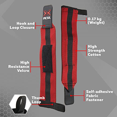 PICSIL - Wrist Support for Cross Training | Reduce Wrist Discomfort | High Performance | Elastic Nylon | Prevents Tendonitis | Ideal for Gym, Bodybuilding, Boxing, Calisthenics | Red - Image 4