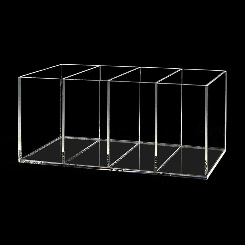 HSYMQ Acrylic Pen Holder 4 Compartments Clear Pencil Holder Organizer Makeup Brush Holder - Image 4