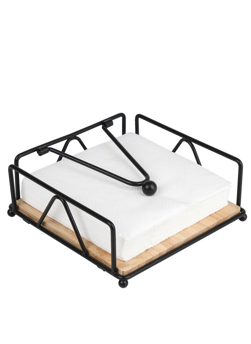Oasisgalore - Napkin Holder for Table - Farmhouse Flat Metal Napkin Dispenser for Kitchen, Restaurants (Black-Square) - Image 1