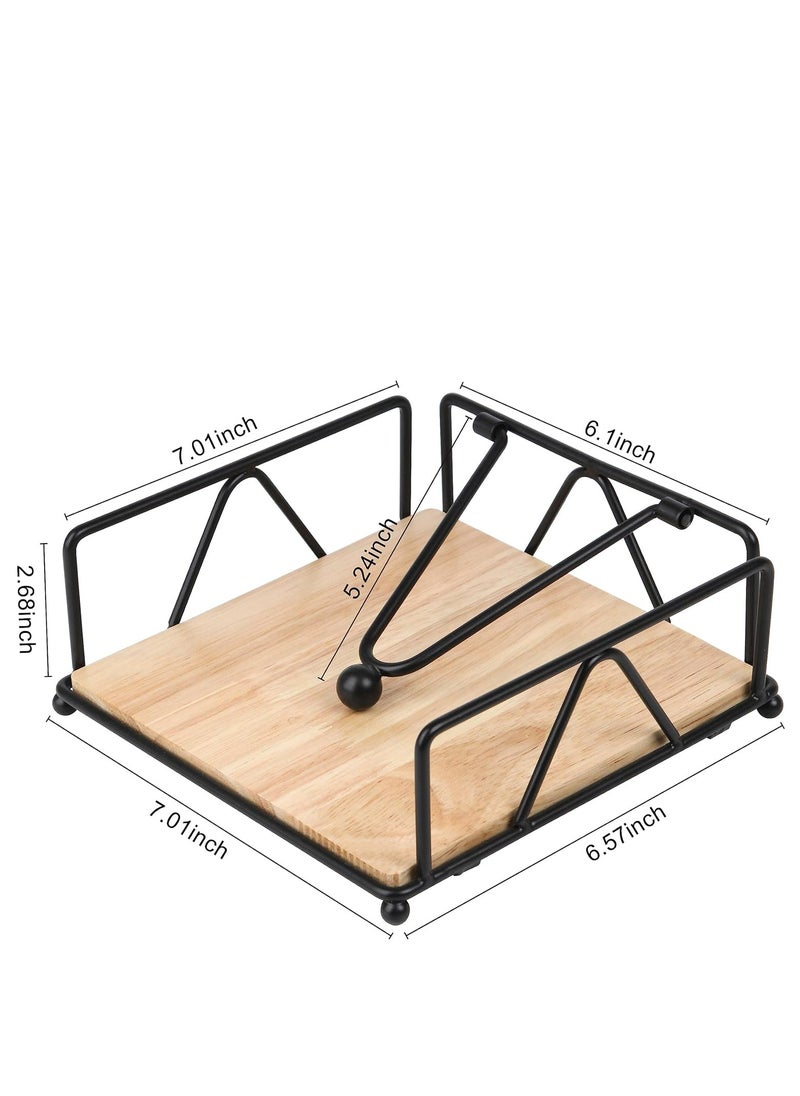 Oasisgalore - Napkin Holder for Table - Farmhouse Flat Metal Napkin Dispenser for Kitchen, Restaurants (Black-Square) - Image 1