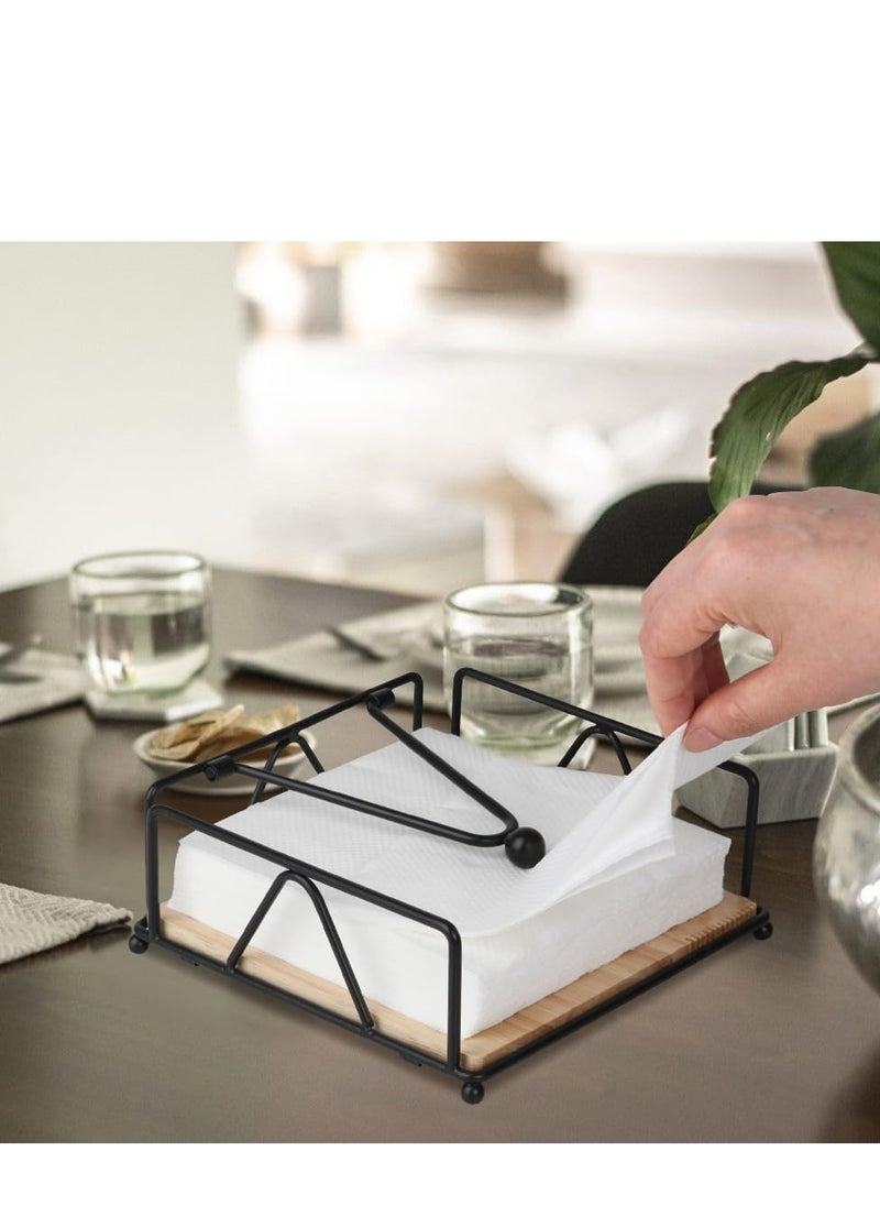 Oasisgalore - Napkin Holder for Table - Farmhouse Flat Metal Napkin Dispenser for Kitchen, Restaurants (Black-Square) - Image 1