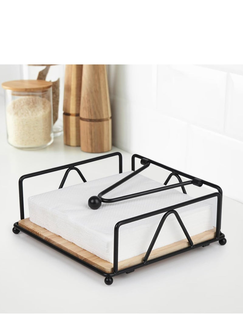 Oasisgalore - Napkin Holder for Table - Farmhouse Flat Metal Napkin Dispenser for Kitchen, Restaurants (Black-Square) - Image 1