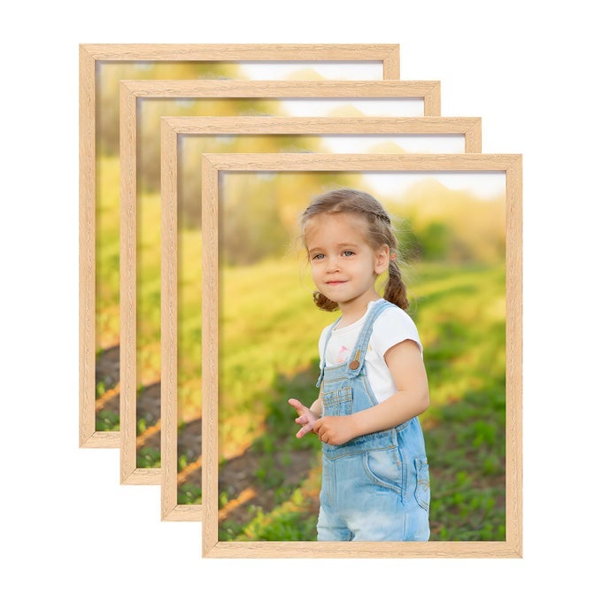8X10 OAK NATURAL WOOD PHOTO FRAME4 PACK PICTURE FRAMES REAL GLASS FRONT WALL HANGING GALLERY FOR WALL AND TABLETOP DISPLAYSET OF 4