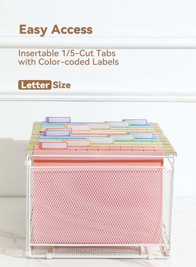 SortRax Plastic Hanging File Folders, Letter Size, 12 Pack Pastel Hanging Folders, with Insertable 1/5-Cut Tabs for Filing Cabinets - Image 3