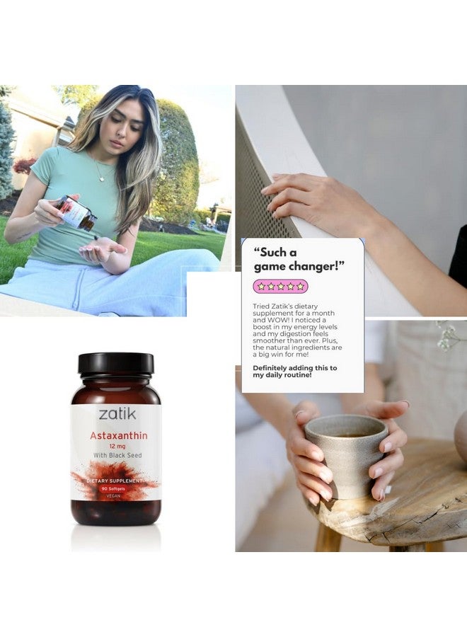 Zatik Naturals - Astaxanthin 12mg with Organic Black Seed, Antioxidant, 90 Vegan Softgels - Image 3