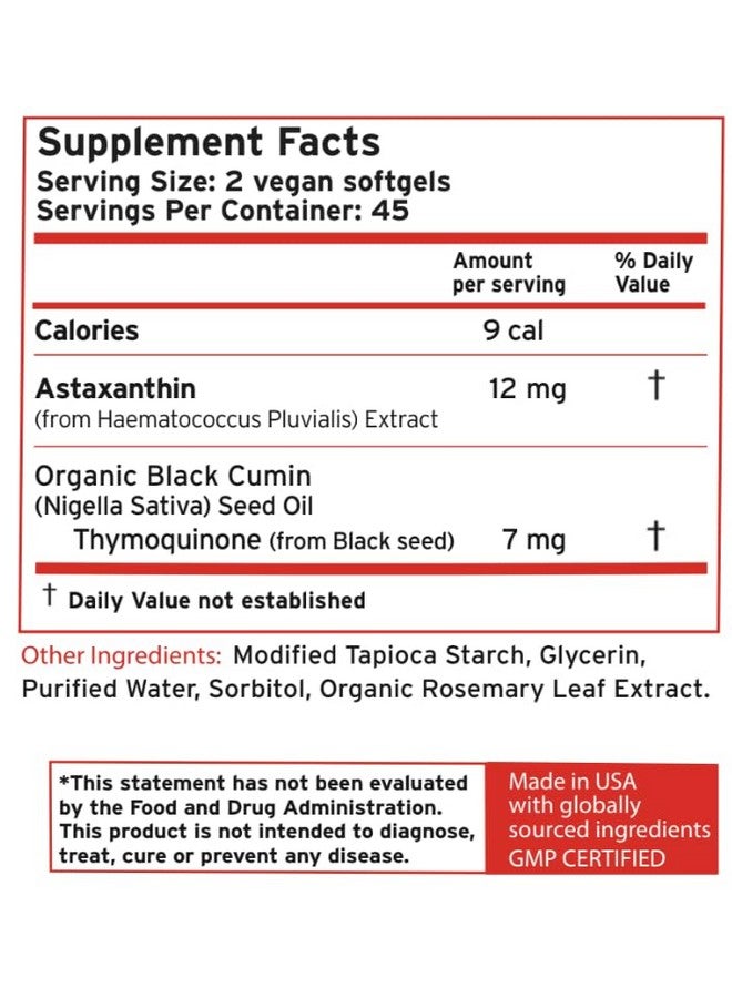 Zatik Naturals - Astaxanthin 12mg with Organic Black Seed, Antioxidant, 90 Vegan Softgels - Image 2